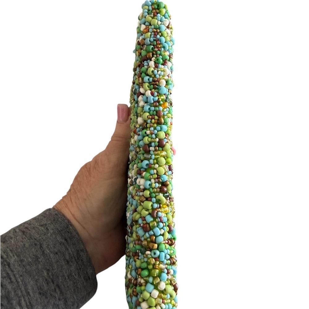 Vintage Seabead Beaded Green Wristlet/Clutch - Picture 5 of 7